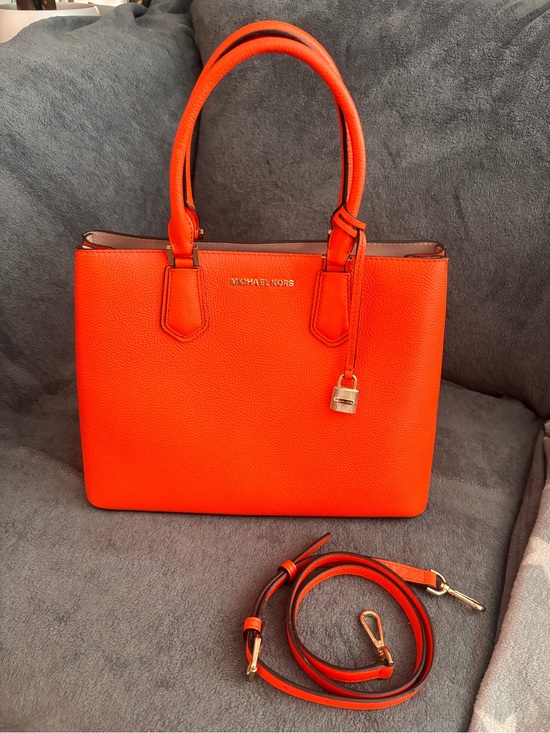 Michael Kors Handbags - Gorgeous Michael Kors Bright Orange Leather Satchel with Detachable Strap